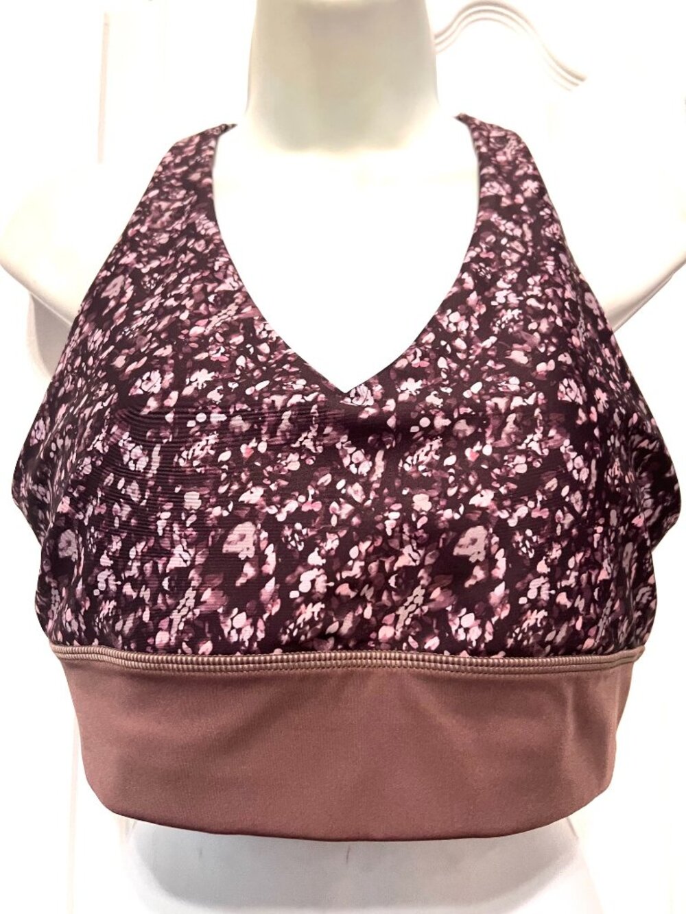 I.Fiv5 Par Simons Sports Bra-X Large-Purple/Pink Floral-Stretch-Mesh Razor Back